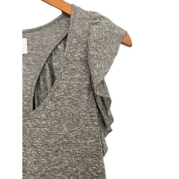 Current Elliott Gray Ruffle Racer Back Tank Top Sleeveless Slubby EUC Size 2 / M - Picture 2 of 7